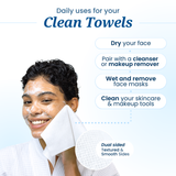 Clean Skin Club - Clean Towels XL, Disposable Face Towels, 50 Count